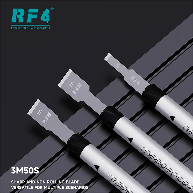 RF4 3M50S Professional Scraper Set - 6Pcs Blades (U1/U2/U3) 0.5mm Thickness for Phone Mainboard Repair,Glue Removal, Chip Prying