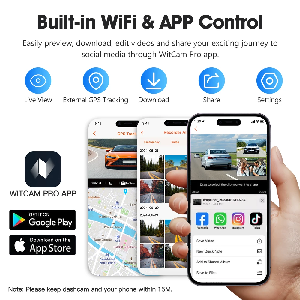 BEPOCAM 3 Channel Dash Cam 4K+1K+2K Built-In GPS 5GhzWifi 170FOV 3.19\