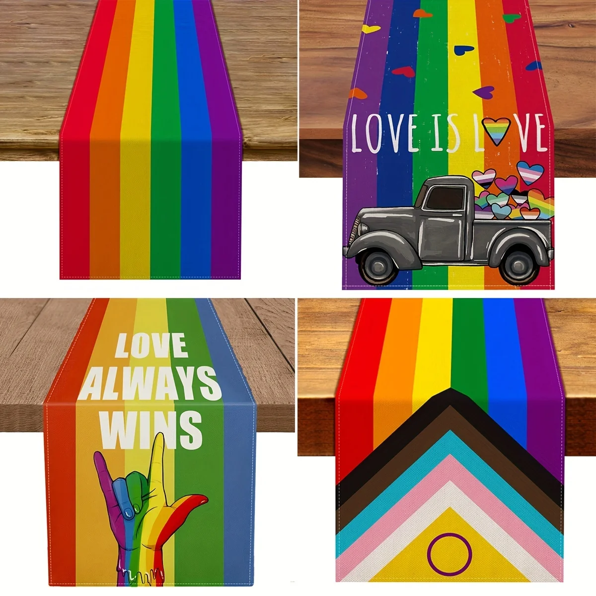 

1 шт., радужная льняная настольная дорожка