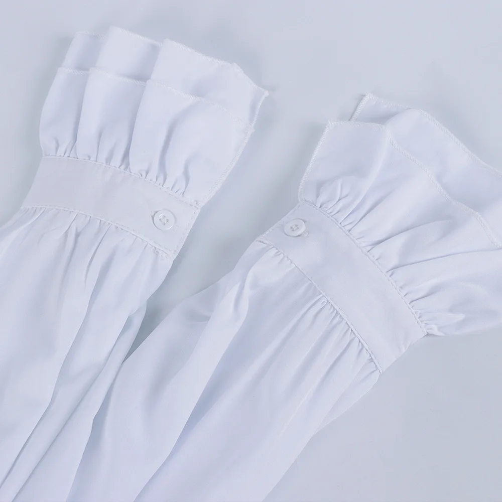 قميص مكشكش من القرون الوسطى لعام 2025 يورو-الولايات المتحدة الأمريكية للنساء ، بلوزة نسائية بيضاء مكشكشة على الطراز القوطي الفيكتوري للهالوين #5