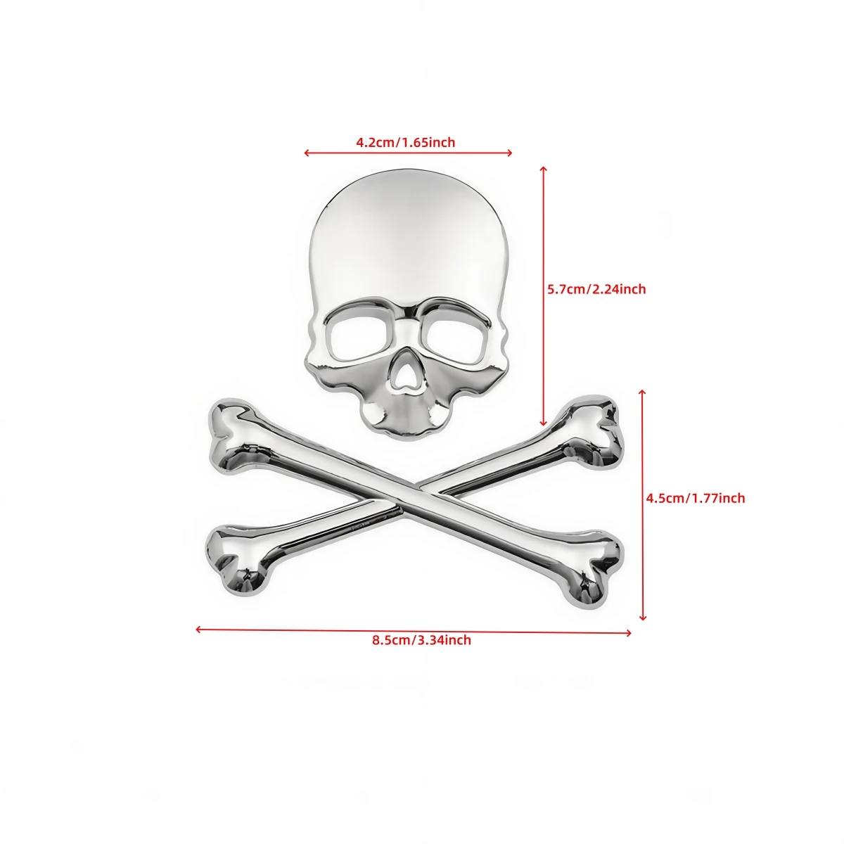 3D Metal Skull Emblem Sticker for Cars and Motorcycles, Universal Type, Suitable for Fenders and Hoods, Suitable for Bicycles, Cruiser Bikes, Bobber Bikes, and Shovel-Style Motorcycles