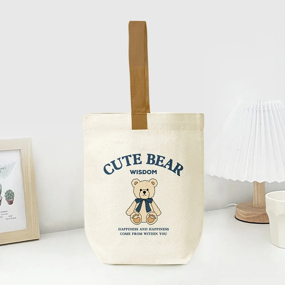 

Fashion Large Capacity Canvas Bag Little Bear Print Canvas Tote Food Bag Cartoon Storage Bags Women