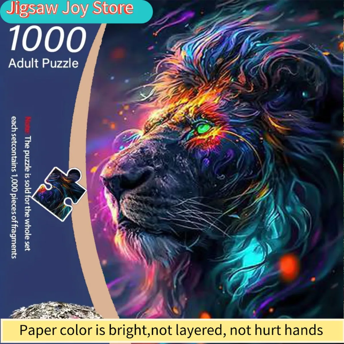 

A 1000pcs Jigsaw Puzzle for Adults Featuring a Vibrant, Glowing Lion'S Head with a Flowing Mane And Sparkling Light Accents, P