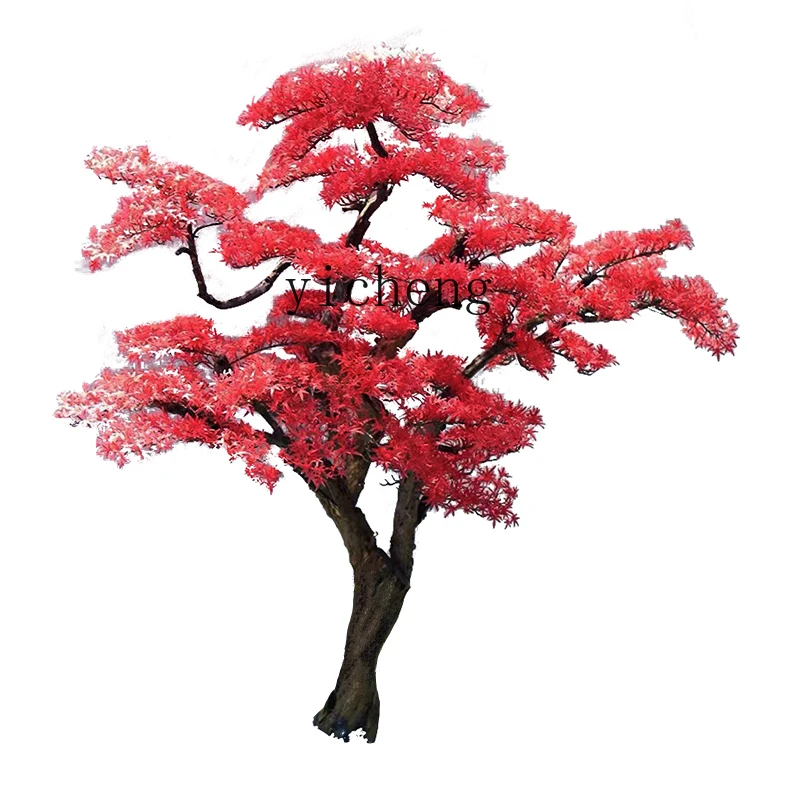 XL Imitative Tree Red Maple Fake Trees Indoor Large Fake Green Plant Decorative Floor Window Landscape Tree