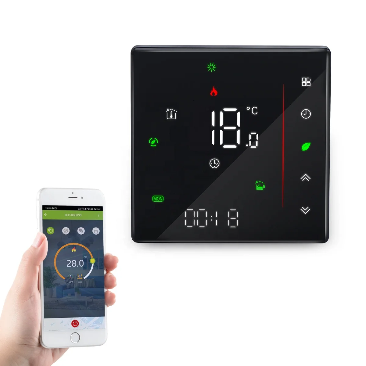 

Beca BHT-006 Tuya Wireless Wifi Heat Thermostat Weekly Programming Digital Room Touch Screen Boiler Temperature Controller Lora