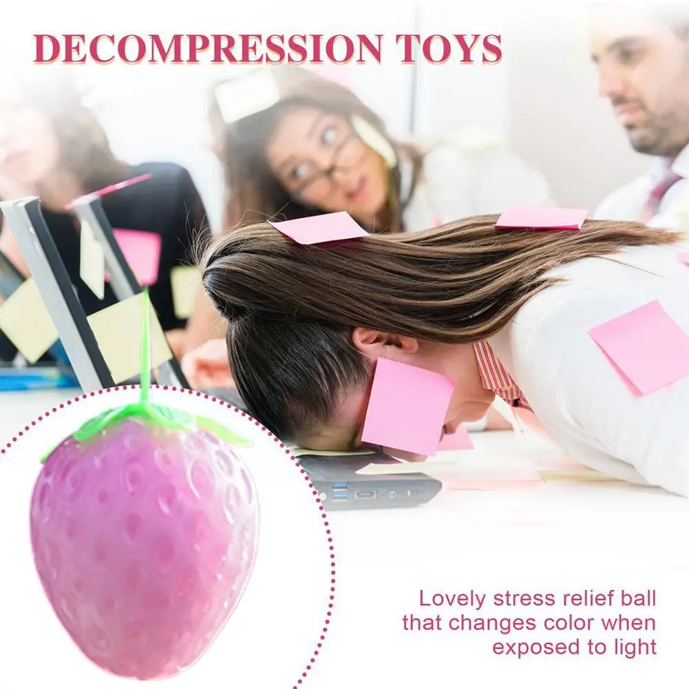

Simulated Color-changing Strawberry Toys Kids Anti Stress Relief Ball Decompression Toys For Adults Children Sensory Funny Y2j2