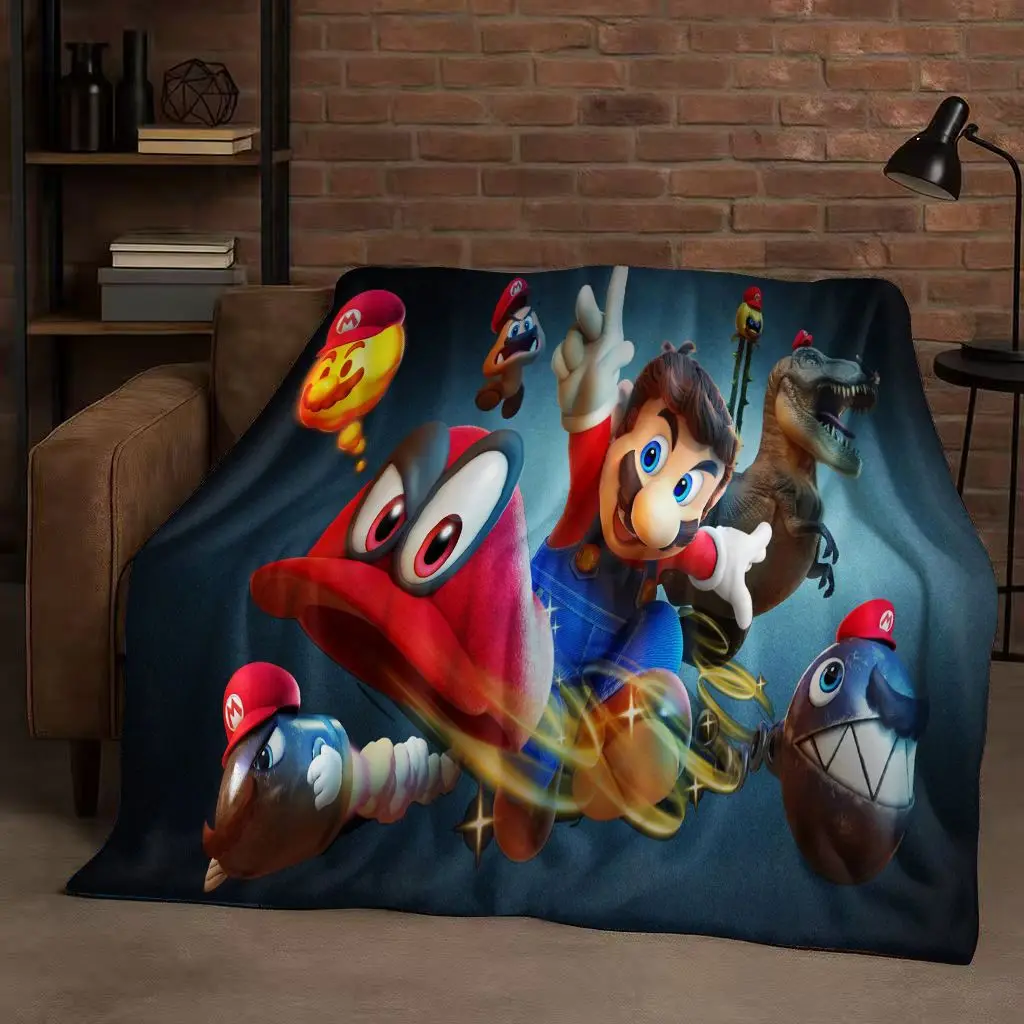 ثلاثية الأبعاد سانريو ماريو لعبة الكرتون هدية الكريسماس الفانيلا بطانية ، فائقة لينة الدافئة أفخم رمي للمنزل غرفة نوم غطاء أريكة تتحول لسرير السفر #3