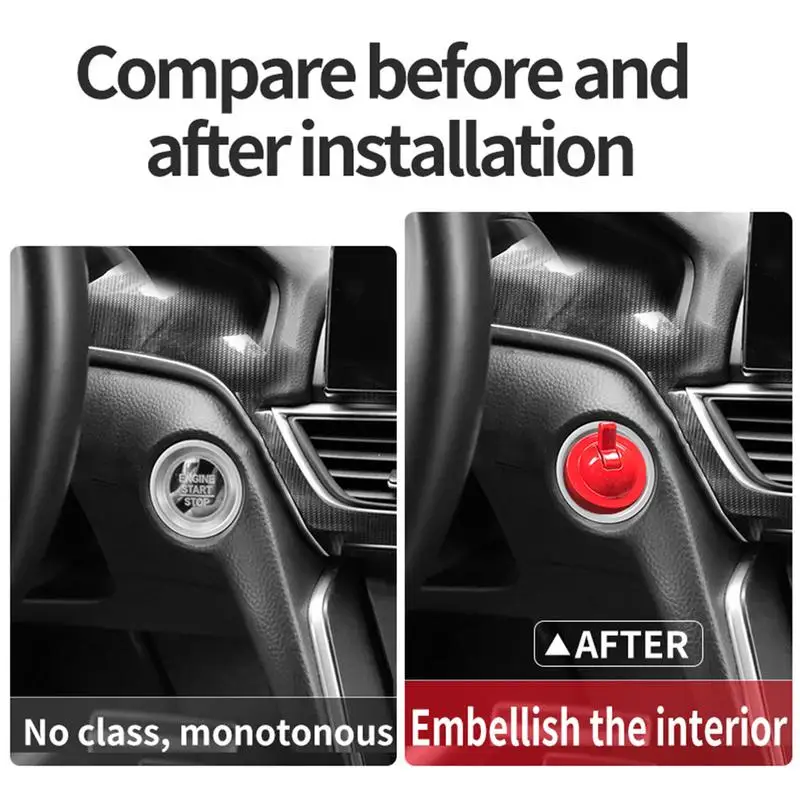 Car Starter Button Cover Start Stop Button Cover Protector Car Start Decals Car Start Button Cover Sticker Car Interior Decor