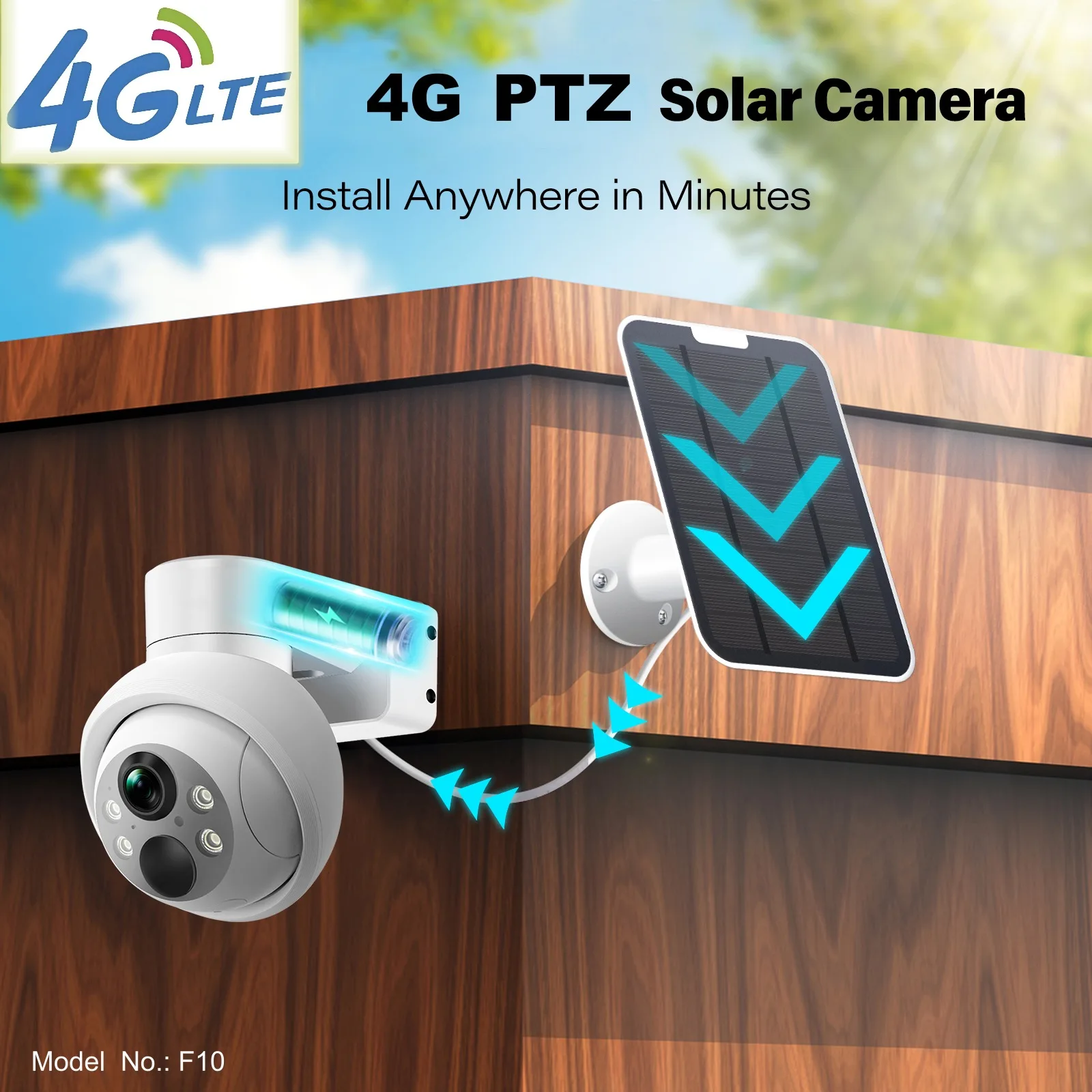 

4G Outdoor Wireless Hunting Solar HD PTZ Camera Night Vision PIR Motion Detection Monitor Two Way Audio Low Power Consumption