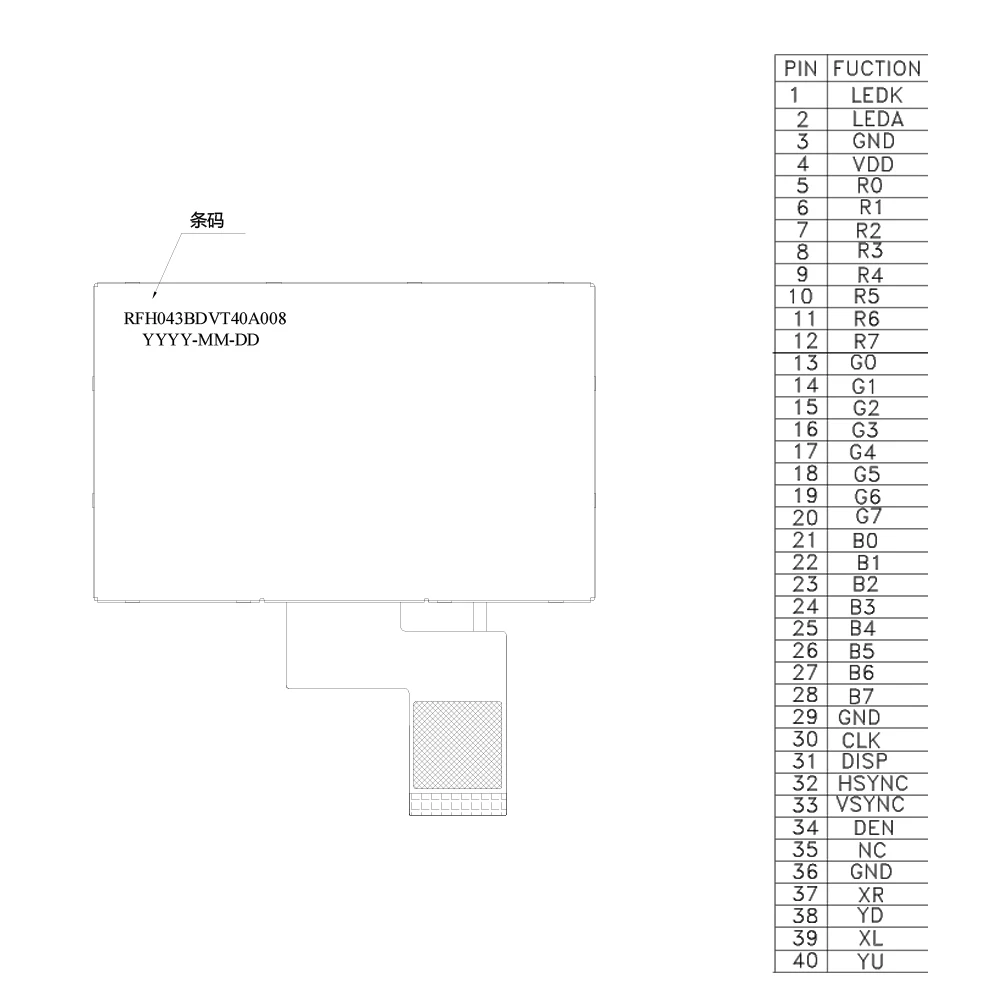 4.3 Polegada display lcd tft 480*272 rgb ips visão completa 40pin ESP32-S3 hdmi driver st7625 nv3047 resistência capacitiva tela de toque