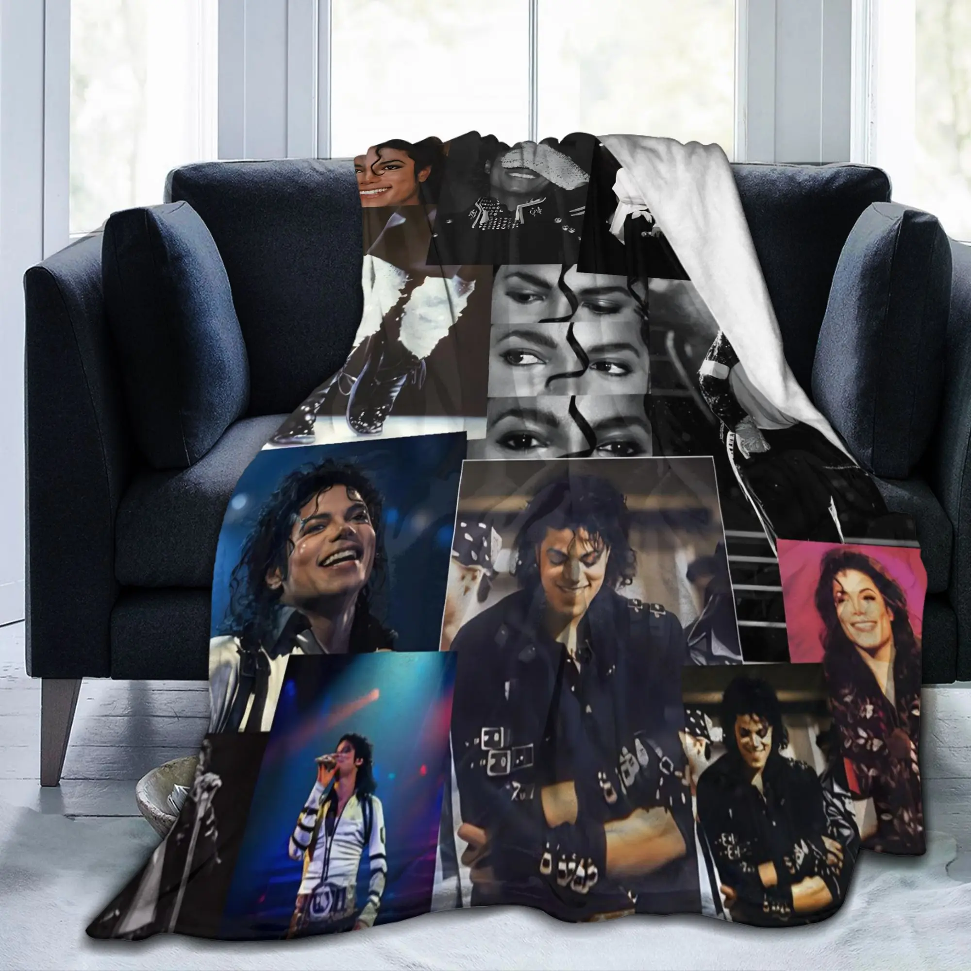 Michaels Pop King Jacksons Flannel Throw Blanket Singer Hip Hop for Bedding Knitted Blanket Gift Super Soft Multifunction Throws