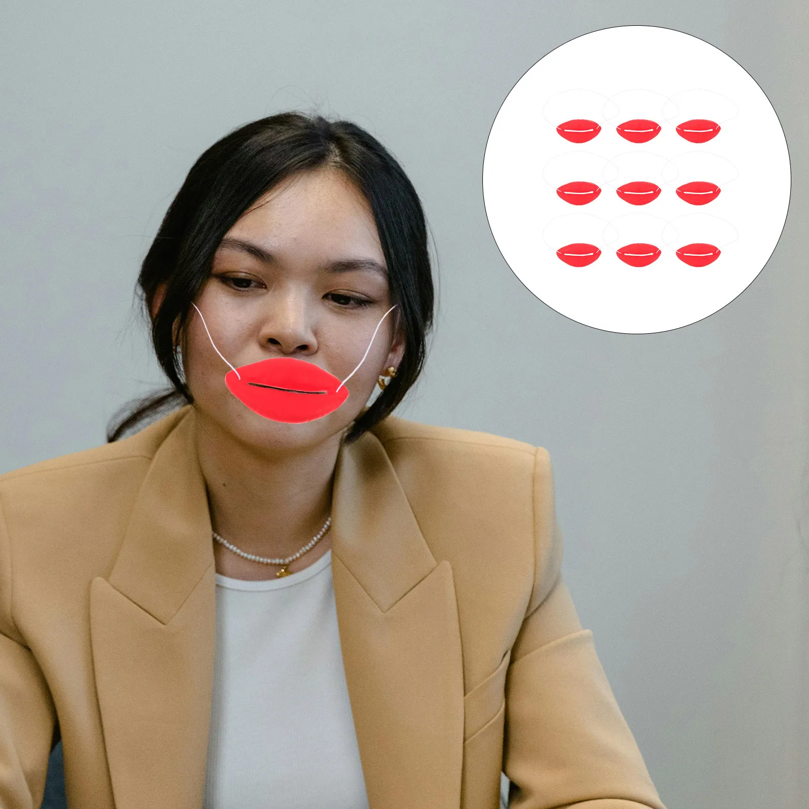 

9Pcs Red Big Lips Photo Booth Props Funny Mouth Prank Props Wedding Birthday Selfie Accessories Lip Cuff Stick on Lips