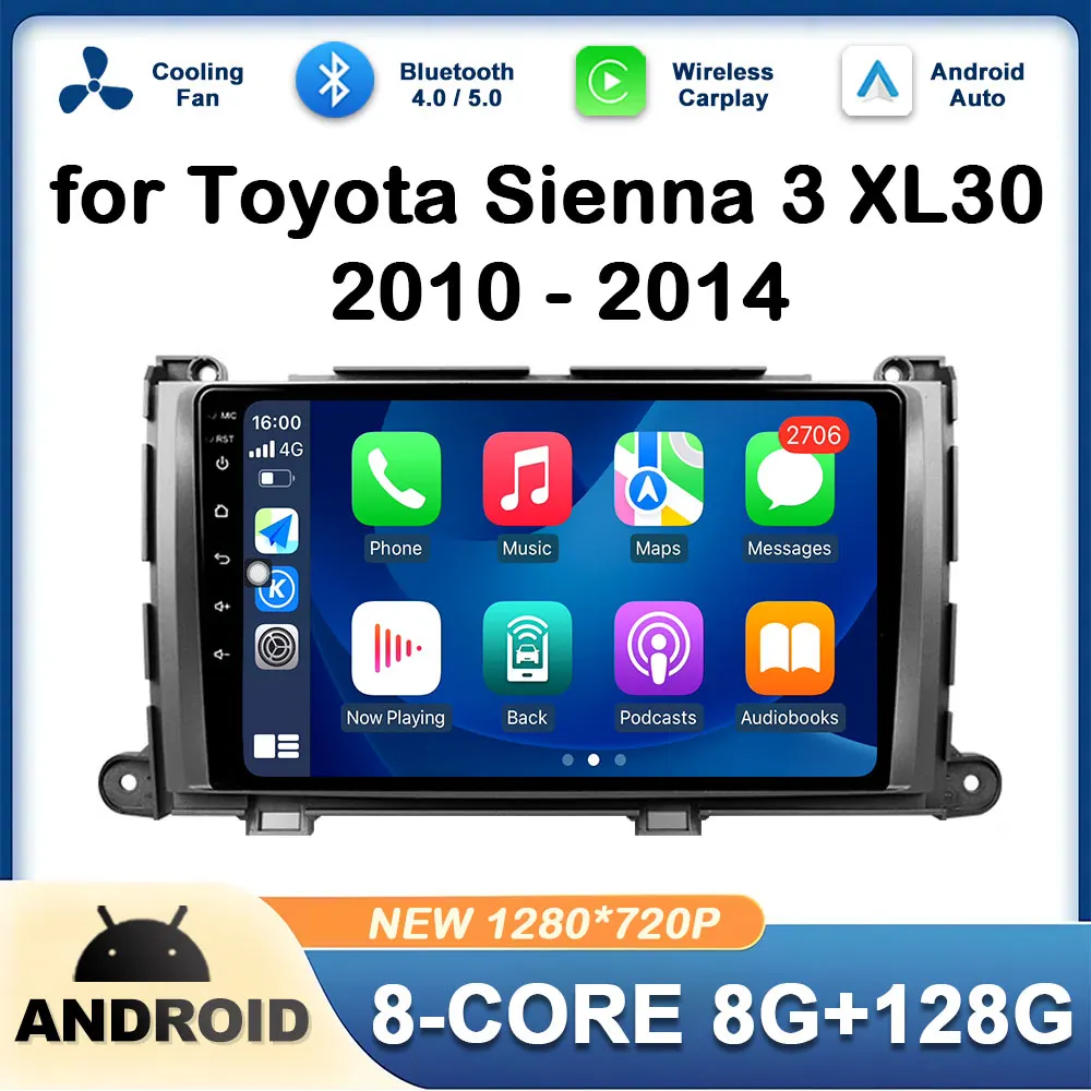

9 inch for Toyota Sienna 3 XL30 2010 2011 2012 - 2014 Car Multimedia Audio Player Touch screen 4G Auto Tools GPS Navigation WIFI