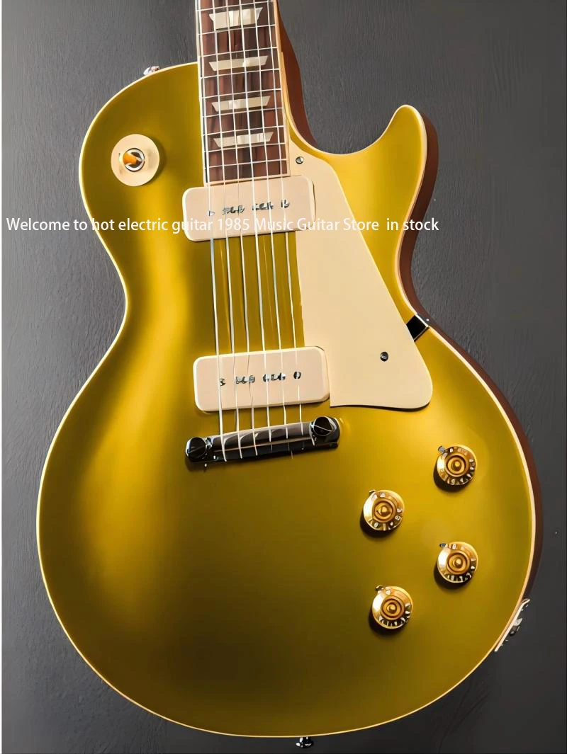 New! ! ! ! ! Standard gold electric guitar, solid body flame top, mahogany Fretboard, yellow pickup