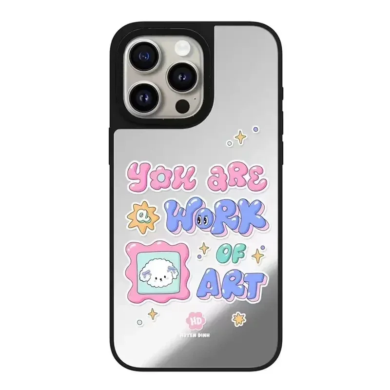 Niedliche Regenbogen Welpen spiegel Handy hülle Abdeckung für iPhone 12 13 14 15 16 Pro Max Hülle für iPhone 15 16 Pro max