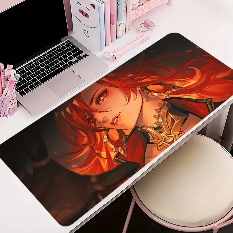 マウスパッドオフィス PC アクセサリーキーボードマットアニメパターン滑り止めゴム HD マウスパッド G-genshin Impact Mavuika ゲーマーデスクマット