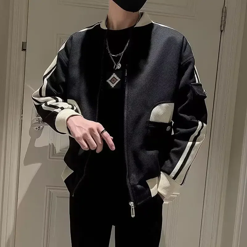 Baseball Jacket for Men Slim Fit Spring Autumn Korean Reviews Many Vintage Man Coat Y2k Stylish Cheap Clothes Offer Casual Sale