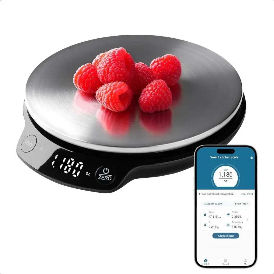 

Smart Food Scale with Nutritional Calculator 0.1g 0.005oz High Precision 5kg 11lb Free APP with Calorie Counter Nutrients Track