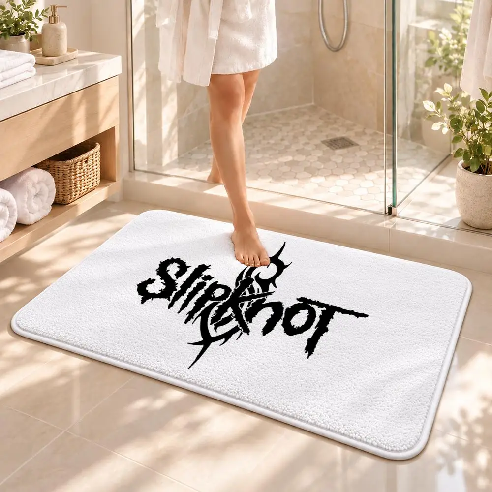 Band S-Slipknot Rock Floor Mat Flannel Rug Soft Non Slip Washable Door Mat for Bathroom Bedroom Kitchen Home Decor