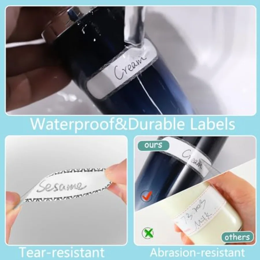 240PCS Waterproof Labels for Bottles Self-Lamiting Multipurpose me Labels for Daycare School Black and White
