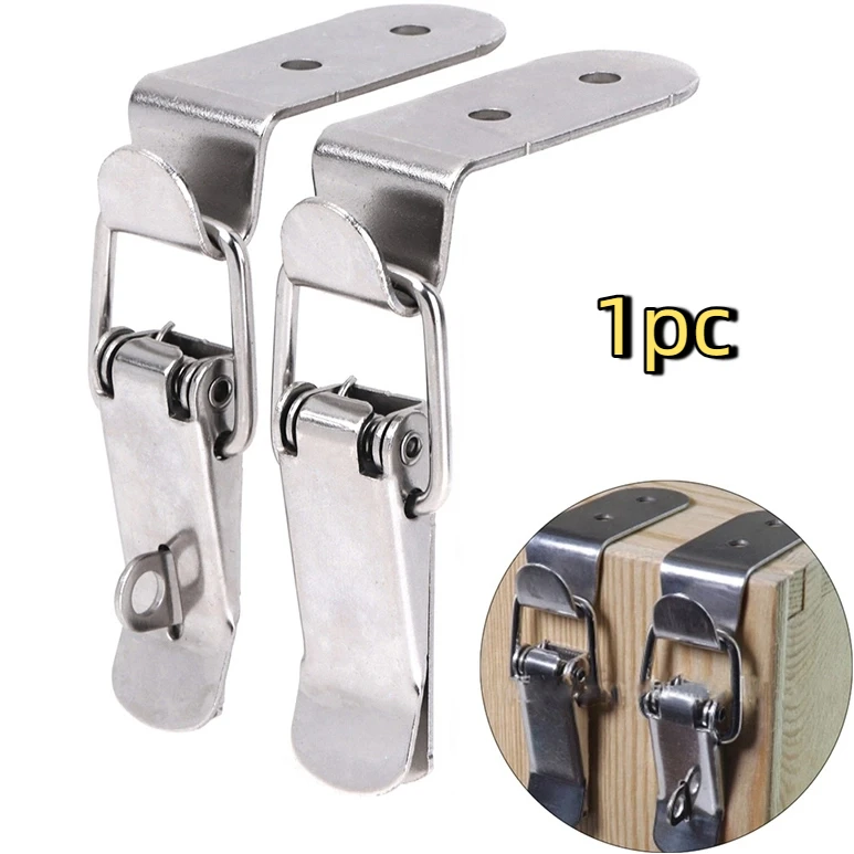 1PC 90 Degrees Duck-mouth Buckle Hook Lock Iron Spring Loaded Draw Toggle Latch Clamp Clip Hasp Latch Catch Clasp