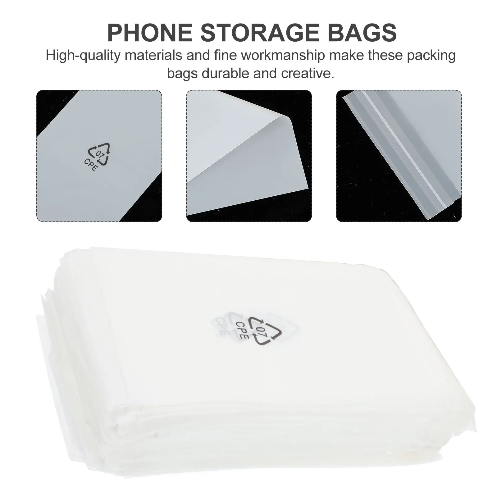

500Pcs Cpe Phone Packing Bags Frosted Semitransparent Storage Bags for Cellphone Shop Waterproof Plastic Plastic Bag