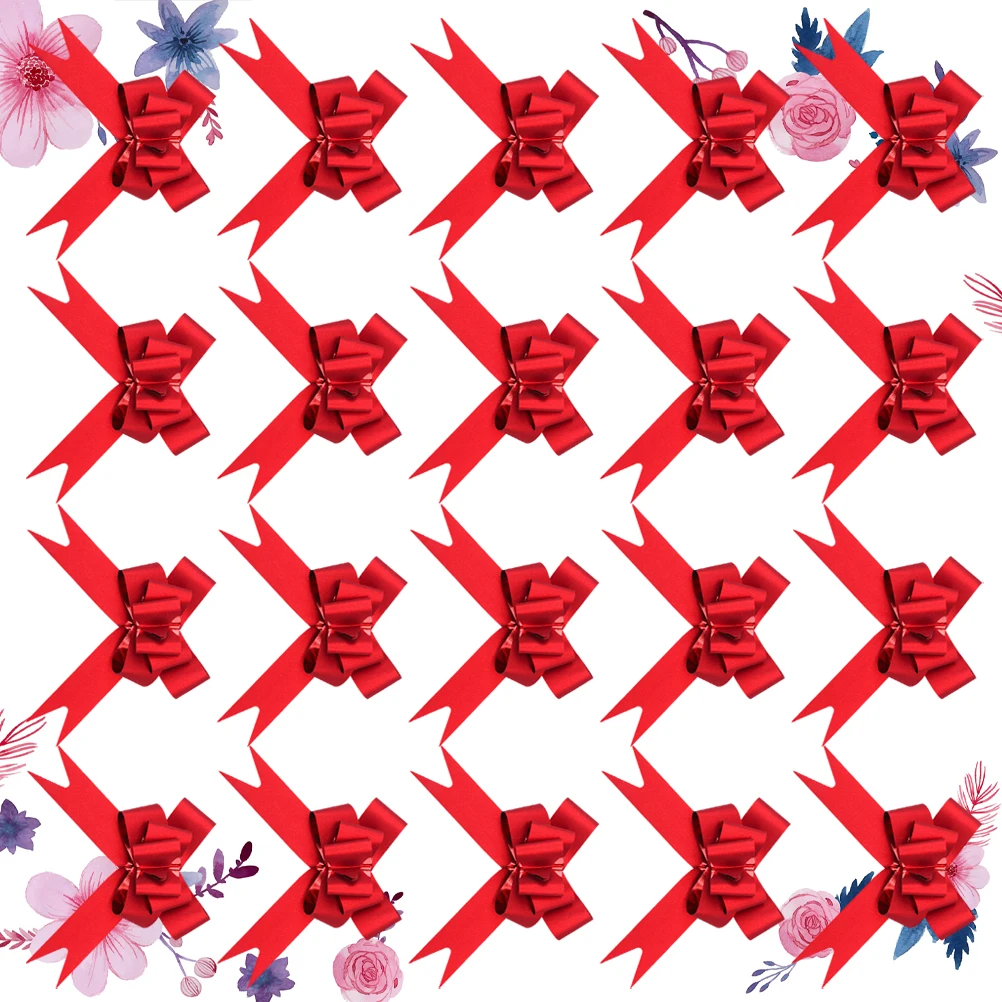 

20Pcs 18Cm Red Pull Bows Gold Glitter Snowflake Design Thick Ribbon for Gift Packaging Christmas Tree Wine Bottle Decoration