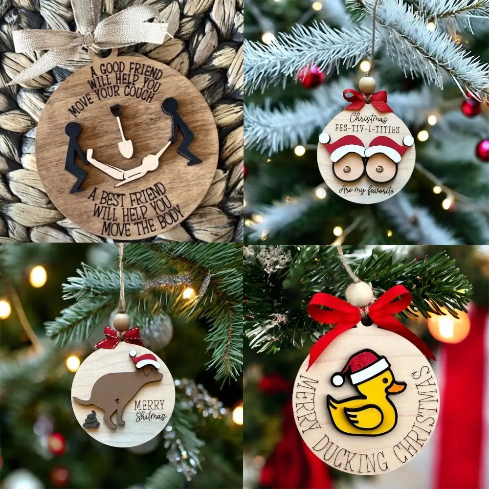 Wooden Adult Christmas Decorations Pendant Funny Creative Christmas Ornament Hanging Christmas Tree Hanging Ornaments