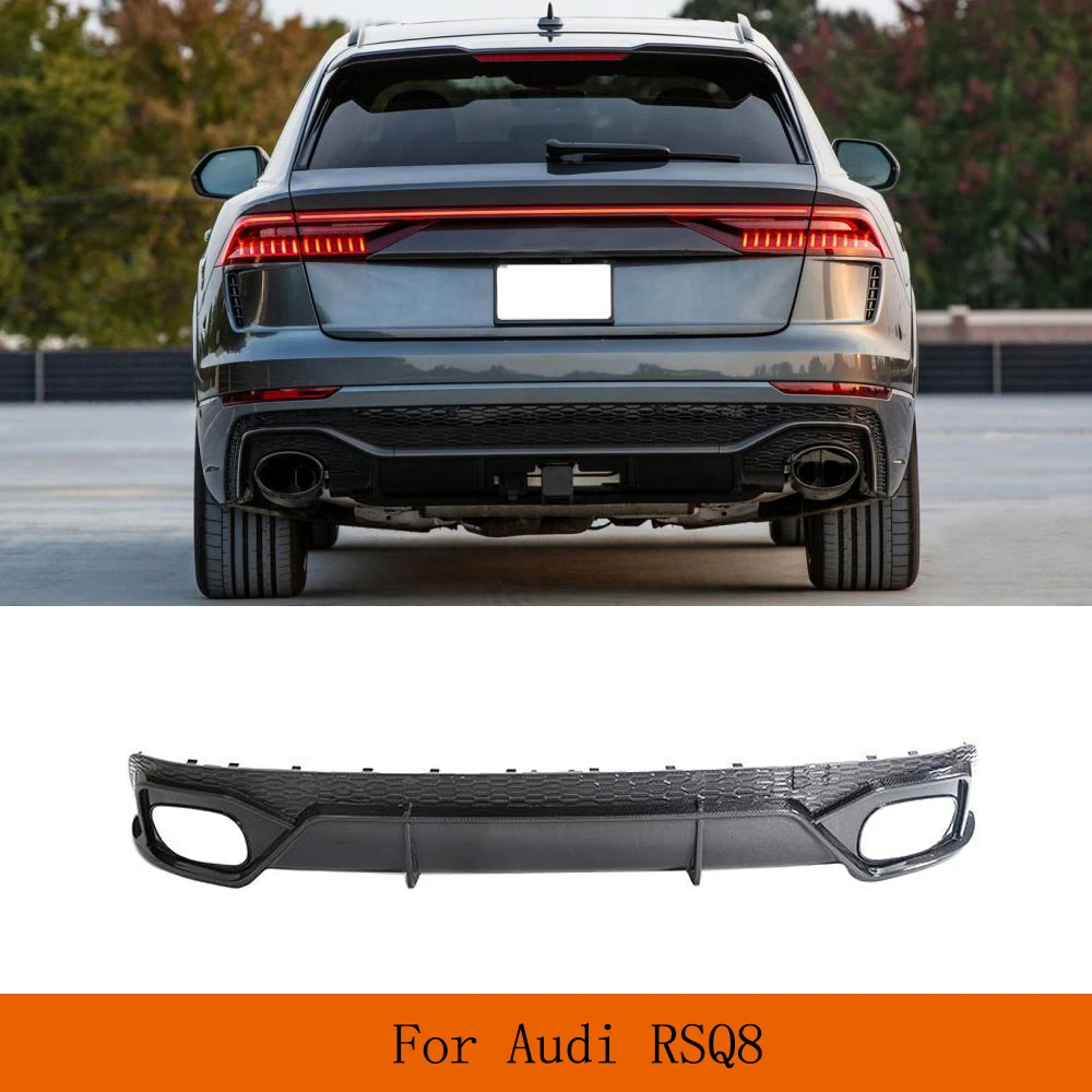 

Carbon Fiber Car Rear Bumper Diffuser Spoiler Lip For Audi RSQ8 2020-2023 Racing Car Bumper Lip RS Q8 Spoiler