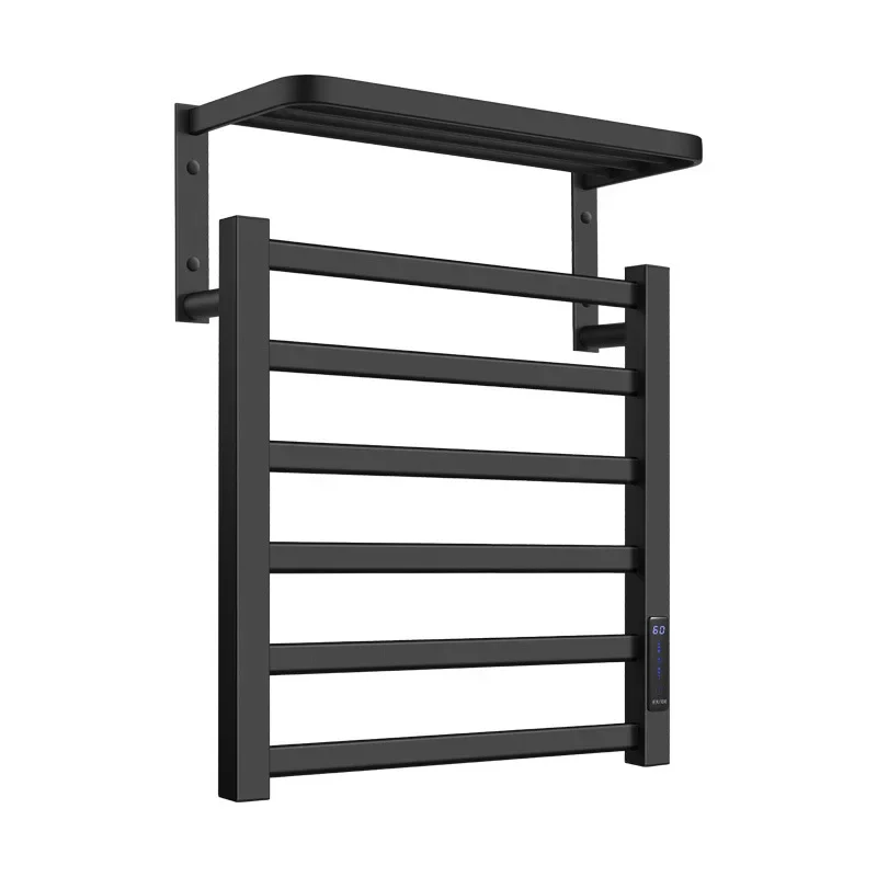 Carbon fiber intelligent electric towel rack, bathroom digital display timing, bathroom drying, bath towel free punching rack