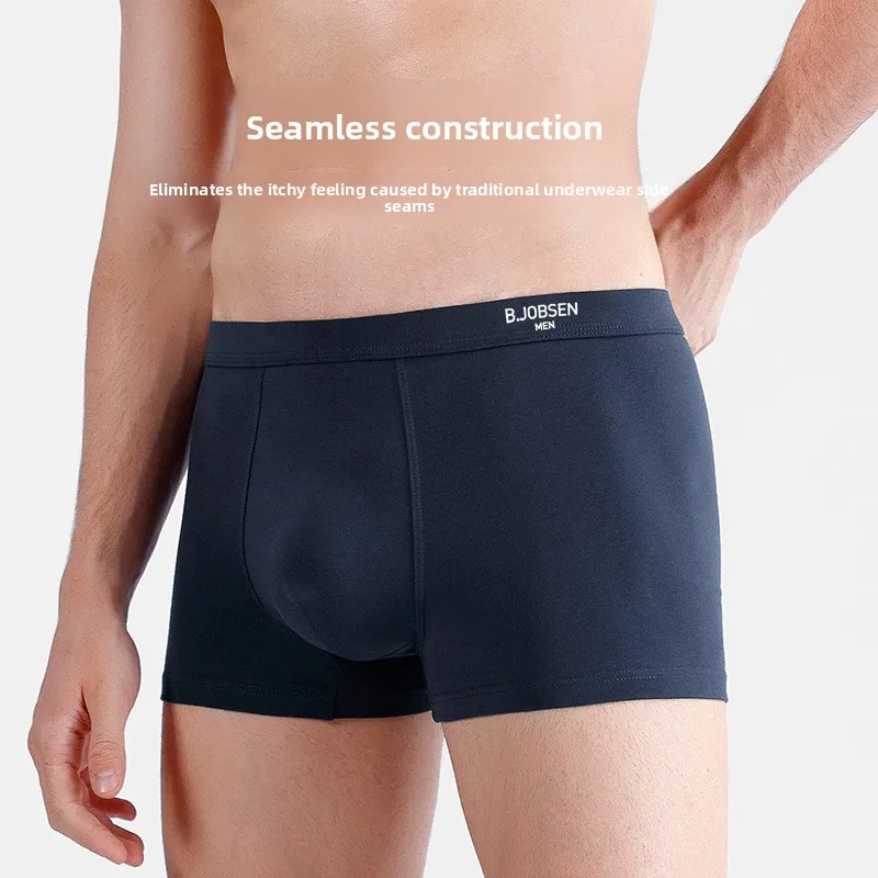 ملابس داخلية للرجال من القطن الخالص فئة أ بوكسر قطني 7A مضاد للبكتيريا للخريف والشتاء قابل للتنفس مقاس كبير منتصف الخصر أربعة