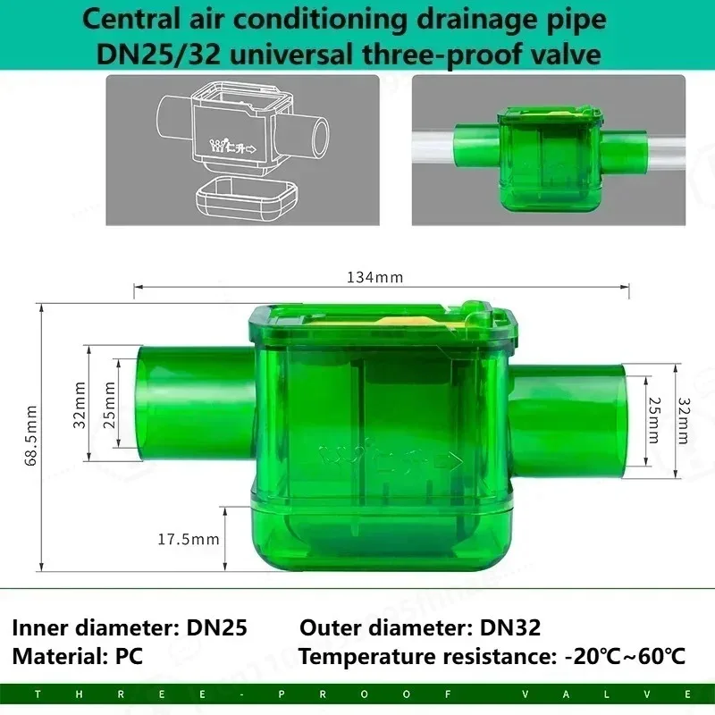 Air Conditioner Drain Single Check Valve, 3‑Proof Anti‑Mosquito Anti‑Odor Air Block Valve for AC Drain Pipe