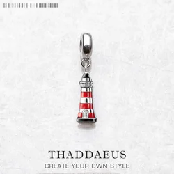 925 Sterling Silver Enamel Lighthouse Charms European Bead Gift DIY Accessories Jewelry