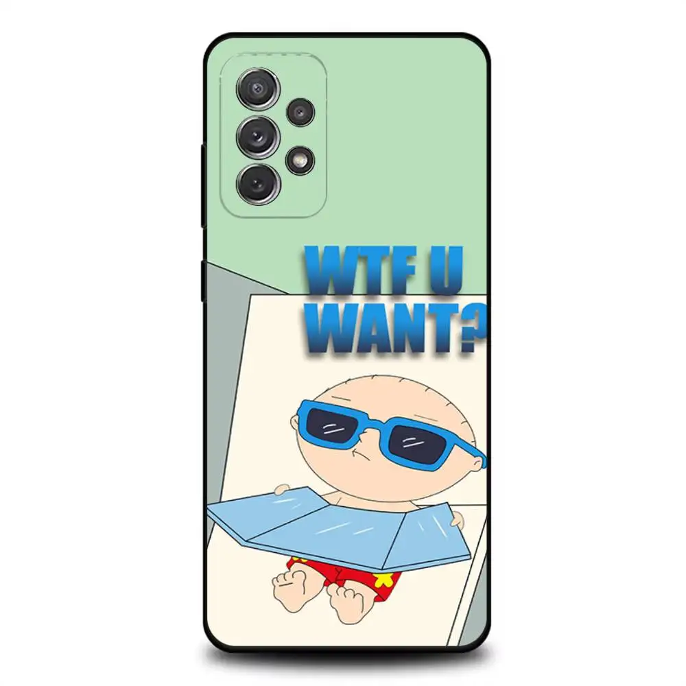 Funda de teléfono F-Family f-Funny Guy para Samsung S 25,24,23,22,30,21,10,9,Ultra,Plus,Lite,FE,4,5G, funda blanda negra