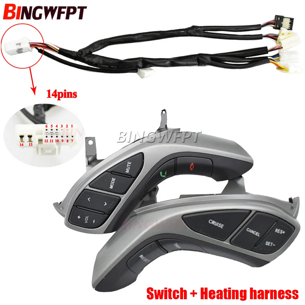 Car Styling Steering Wheel Button Control Volume channel Phone Cruise Control Switch For Elantra AT 2012-2015