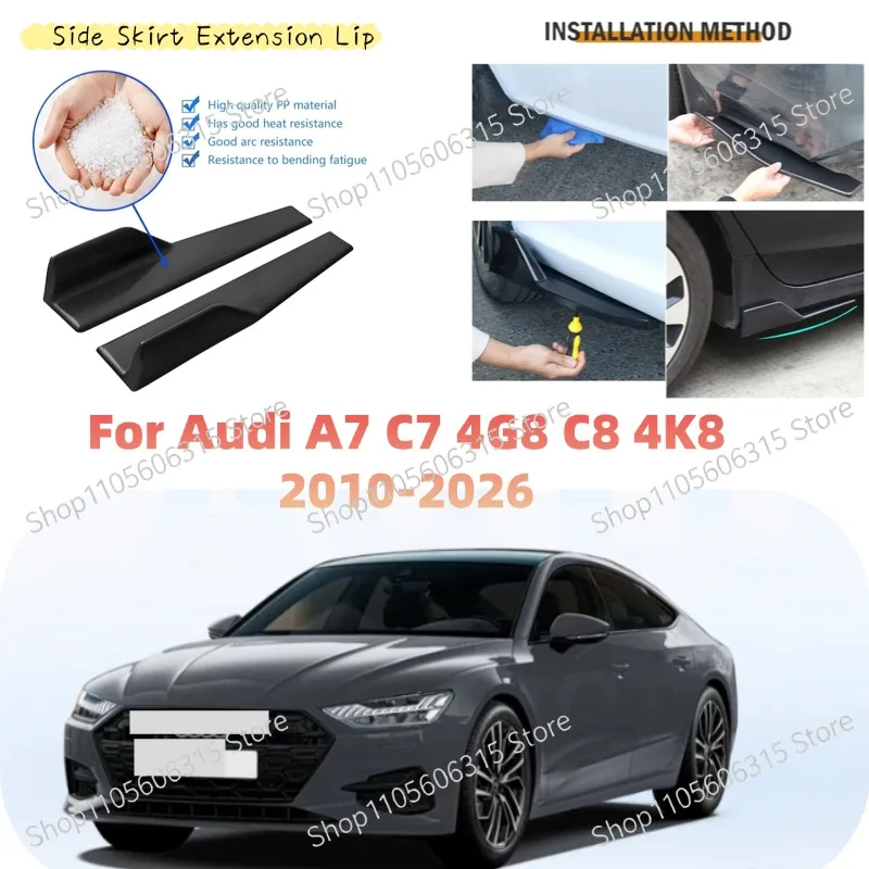 48cm Rear Bumper Splitter Apron Spoiler Side Skirt Extension Lip For Audi A7 C7 4G8 C8 4K8 2010-2026 Car Styling Accessories