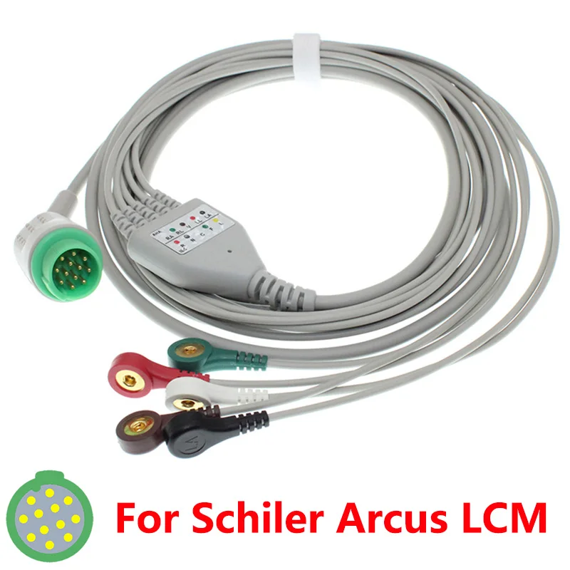 

Compatible With 12 Pin Schiler Arcus LCM Plus Multi-Parameter Patient Monitor ECG EKG Cable Surgical Hospital Bed Equipment