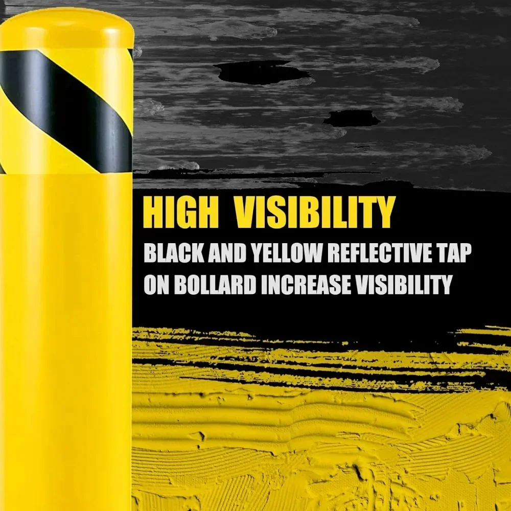 Safety Bollard Post 52 Inch Height Steel BollardsYellow Powder Coated Safety Parking Barrier Post for Traffic Sensitive Areas