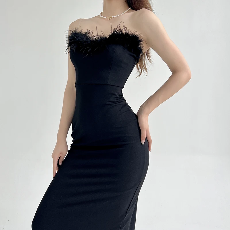 Sexy Black Strapless Corset Dresses for Women Party Evening Elegant V Neck Backless  JY22230PF