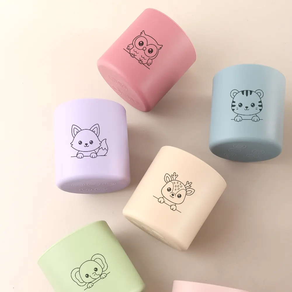 Новая детская силиконовая чашка для воды с гравировкой из мультфильма, 210 мл, без BPA, безопасная тренировочная чашка со слоном, простая чашка для кормления