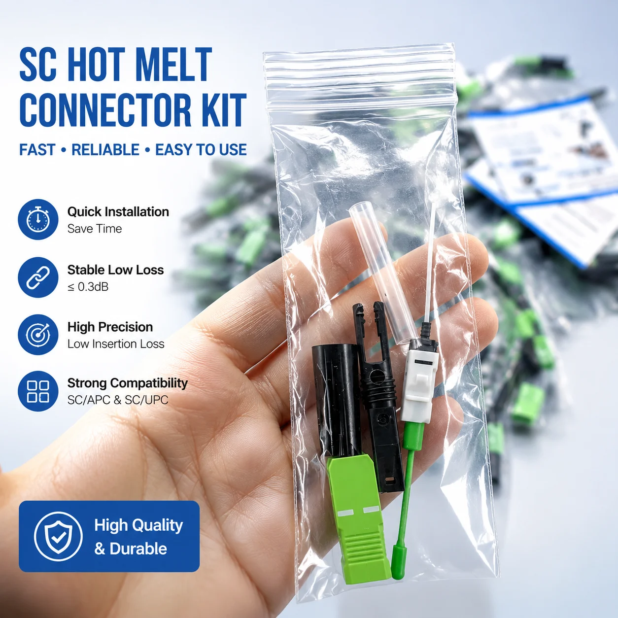 ftth-scクイックコネクタ光ファイバ融着アダプタapc-soc高速光ファイバ接続ホットメルトsc-apc（通信用）