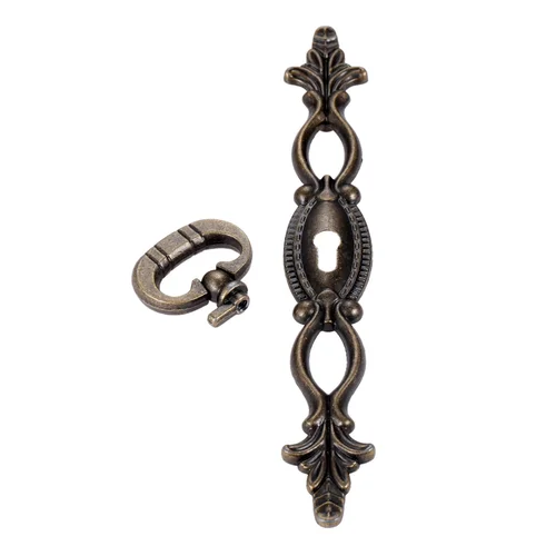 Imagen 2 del producto Manija de cajón de puerta de armario, manijas de caja de madera con tornillos de aleación de Zinc, 160mm de largo, flor europea antigua, 1 ud.