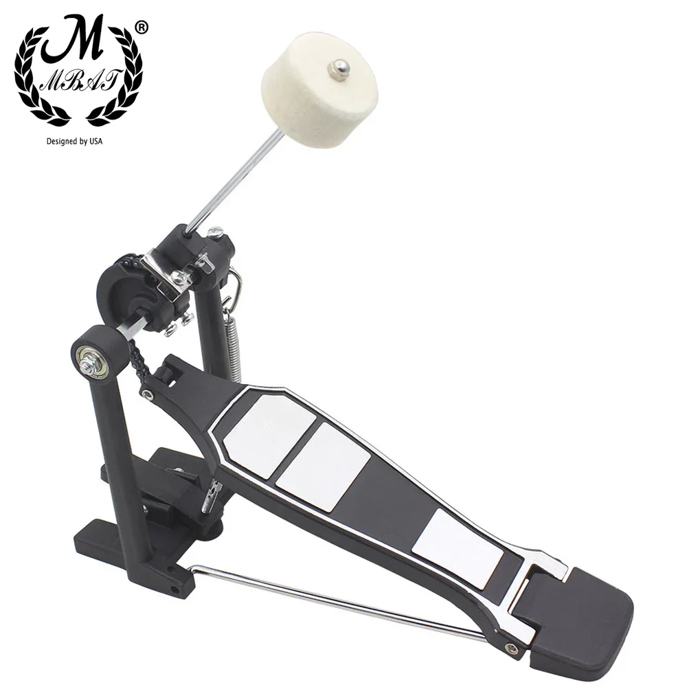 M MBAT Bass Drum Pedal Foot Kick Beater Singer Tension Spring and Single Chain Drive Percussion Instrument Part & Accessories