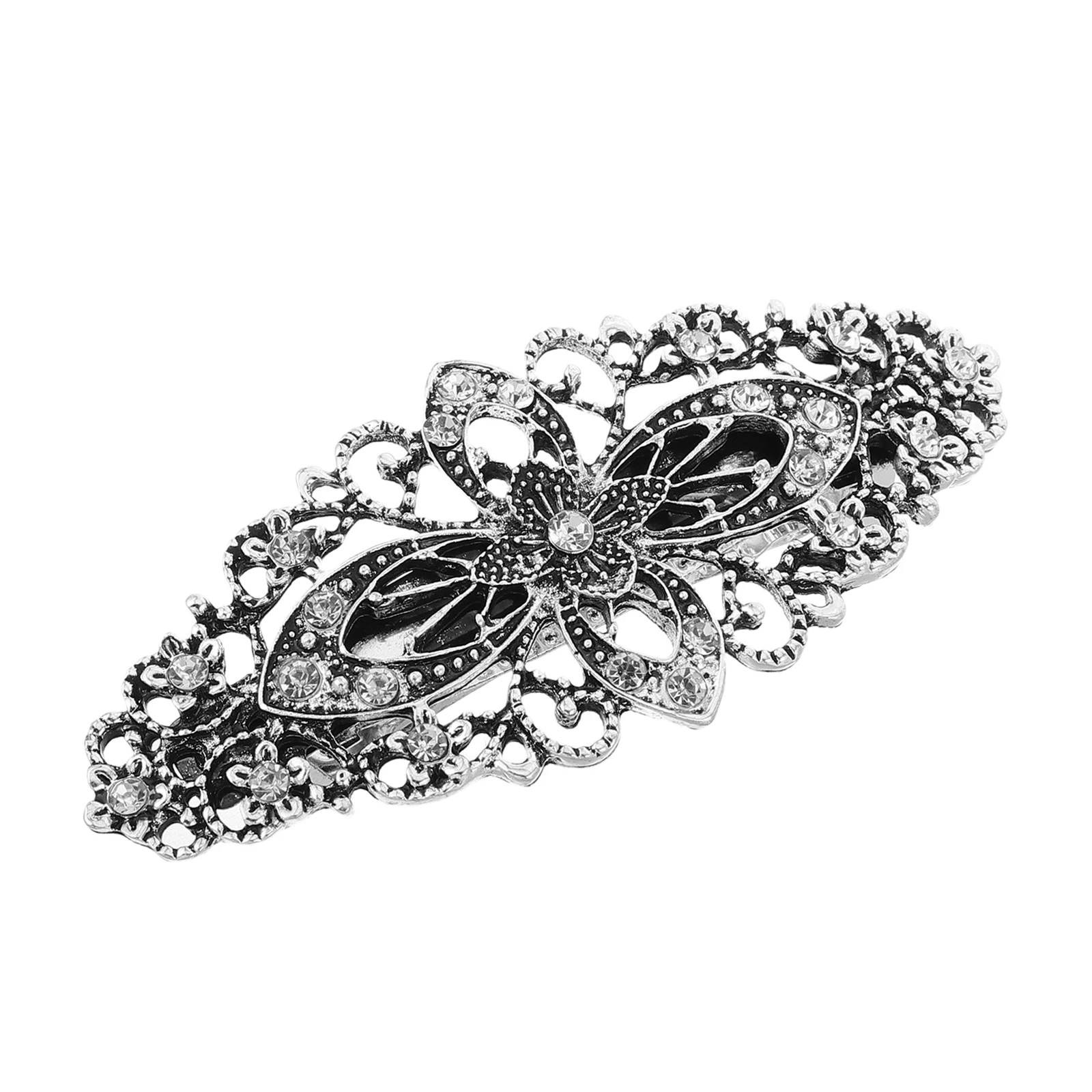 

Hair Clip Accessories Silver Flower Barrettes Headpiece Rhinestone Girls Women Vintage Crystal Metal Spring Hairpins