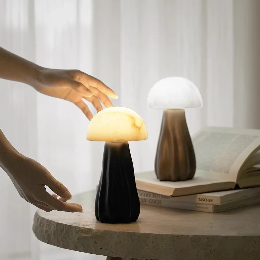 

Natural marble mushroom lamp, table , night , medieval ambient light "Peace and prosperity" ornament