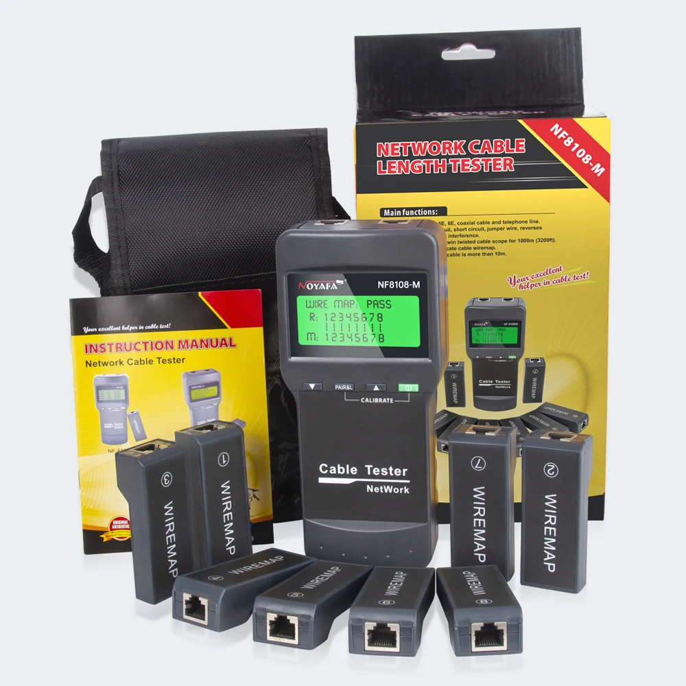 NOYAFA NF-8108M netwerkkabeltester Kabeltracker Meet lengtetester Netwerktools Kabelfoutzoeker met 8 afstandsbedieningen