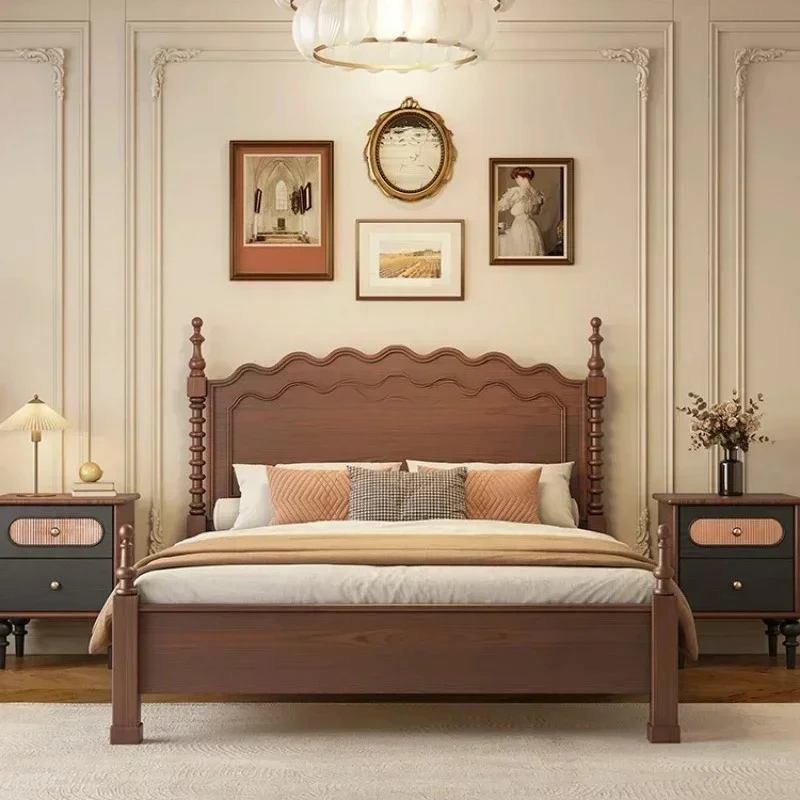 

All solid wood master bedroom simple double bed queen bed wedding bed