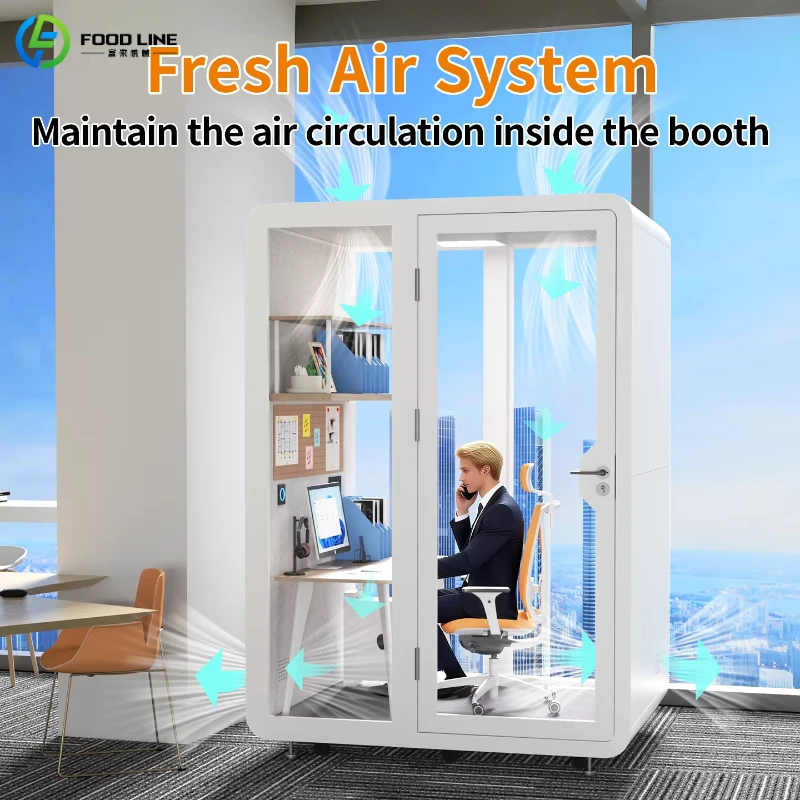 Customized Mobile Soundproof Chamber Noise Reduction Enclosure Freestanding Silent Booth for Public Rest Working Area