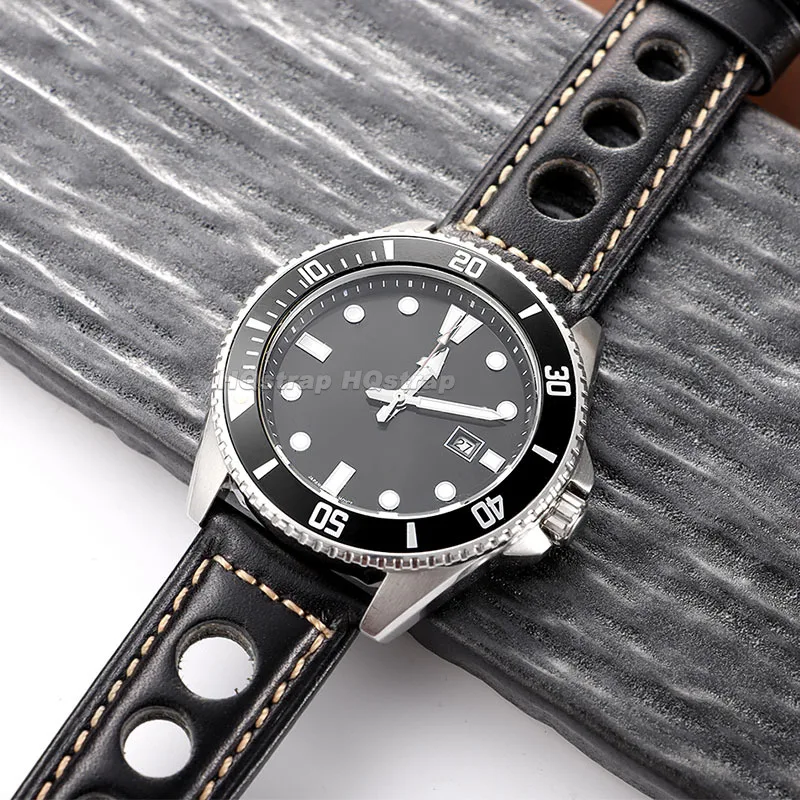 Винтажный кожаный ремешок для часов 20 мм, 22 мм, 24 мм, 26 мм, ремешок для Panerai, Omega, браслет Seiko, дышащий удобный браслет