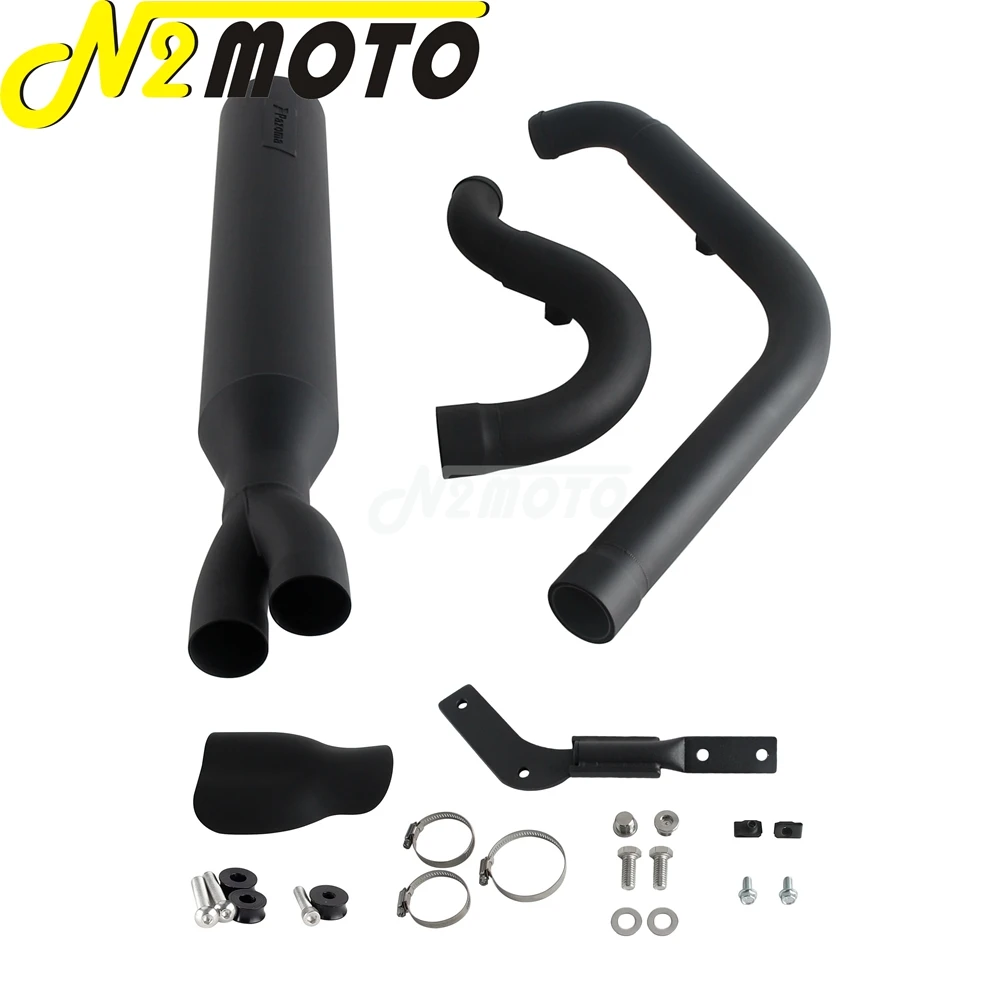 Motorbike Full Exhaust Muffler Pipe System 2-into-1 Stepped Header For Harley Softail 18+ Low Rider Fat Street Bob Standard Slim